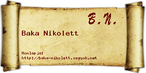 Baka Nikolett névjegykártya